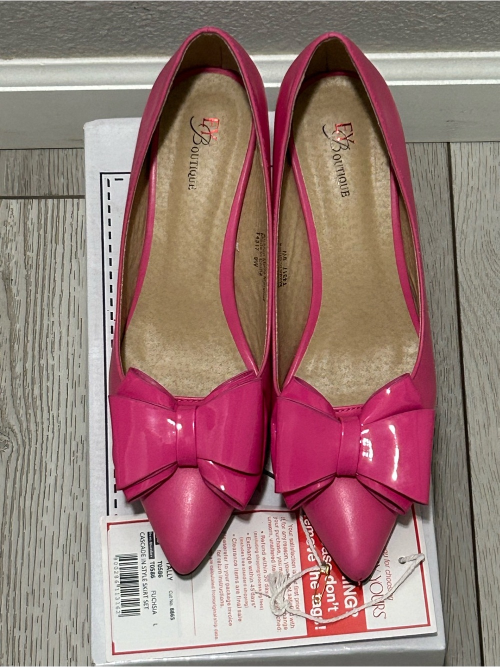 EY Boutique Fuchsia Pink Bow Pumps Kitten Heels Size 9W Read Description